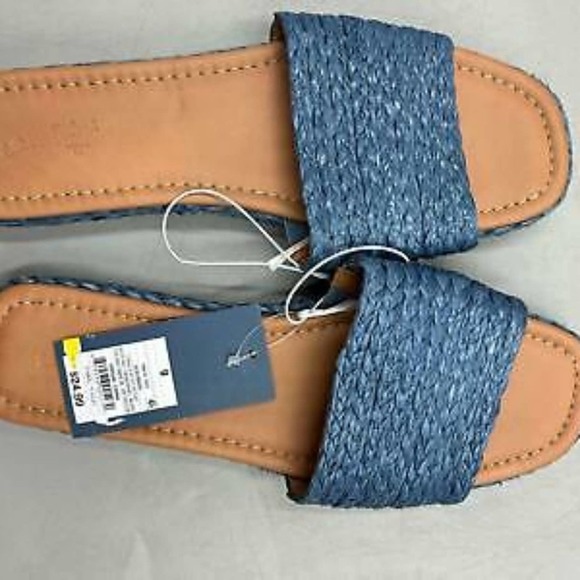 Universal Thread Mardi Raffia Platform Slide Sandals Blue 9.5 - Picture 8 of 9